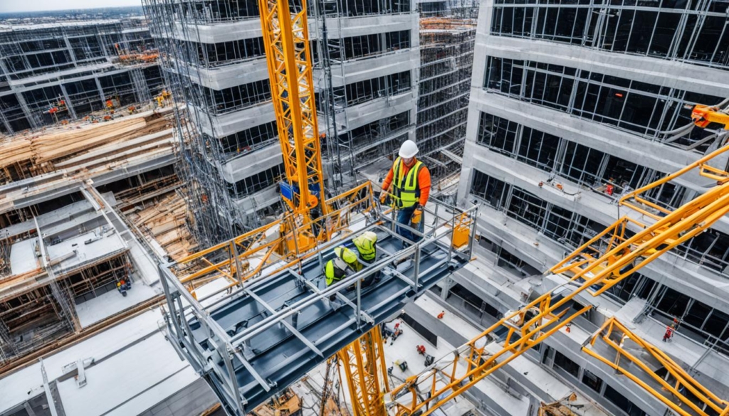 plataformas aéreas em obras de construção